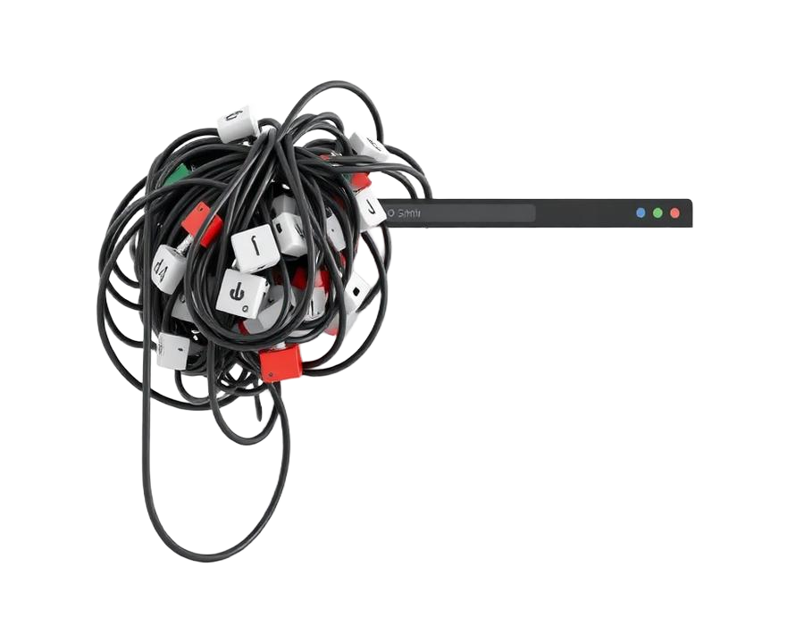 Illustration of a website weighed down by tangled plugins and cables